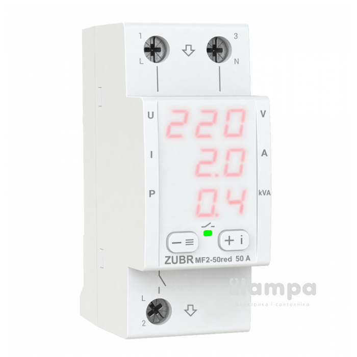 Реле напруги ZUBR модульне MF 2-50 red мультифункціональне